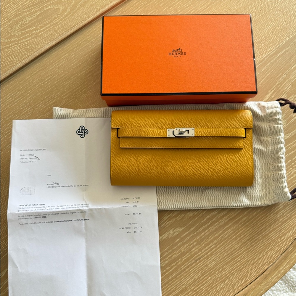 Hermes Kelly Wallet to go in Jaune Ambre